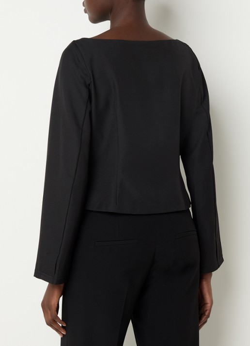 Neo Noir Salsa blouse met siernaad - achterkant zwart
