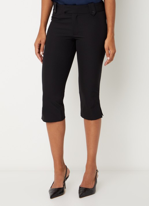 Neo Noir Shawnee high waist slim fit korte broek met split - detail zwart