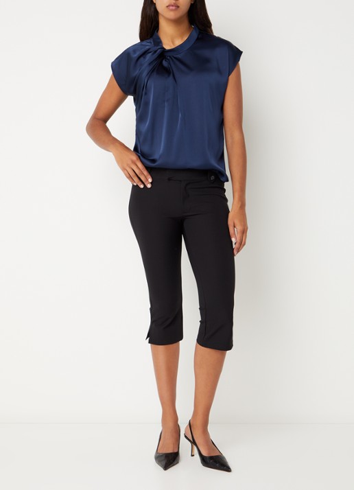 Neo Noir Shawnee high waist slim fit korte broek met split - voorkant 3 zwart