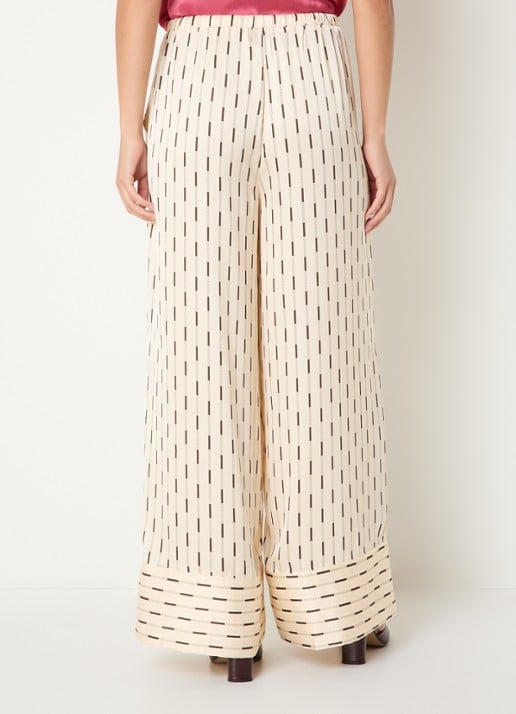 Neo Noir Sora high waist wide fit pantalon met print - achterkant creme
