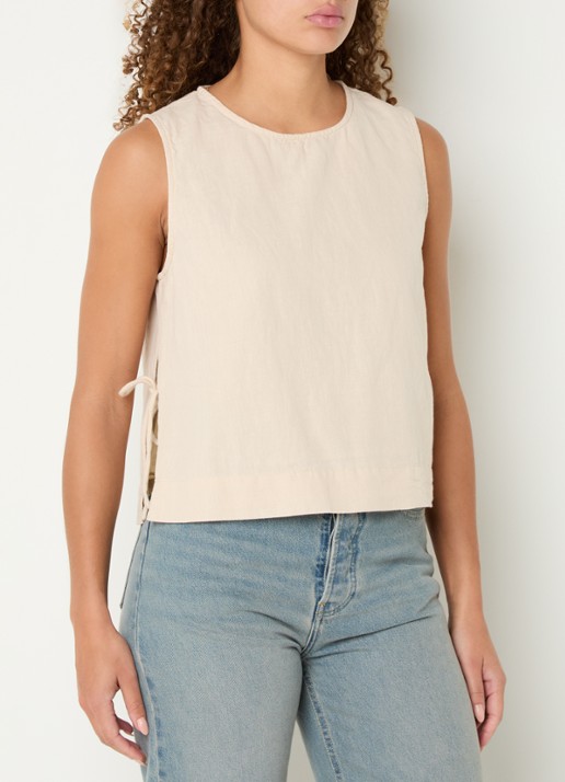 Neo Noir Svetlana top in linnenblend met strikdetail
