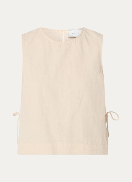 Neo Noir Svetlana top in linnenblend met strikdetail - voorkant zand