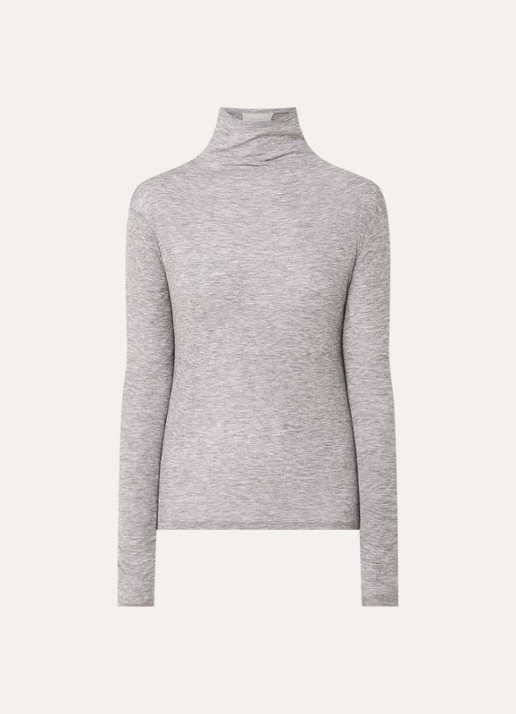 Neo Noir Teddu top in wolblend met col - voorkant grijsmele