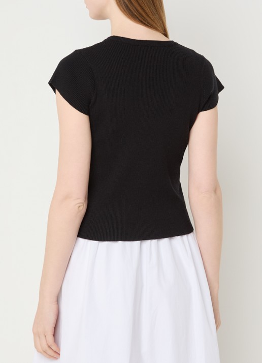 Neo Noir Tirra top met ribstructuur - achterkant 4 zwart