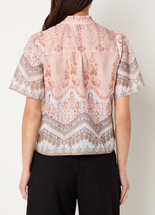 Neo Noir Torana blouse met bloemenprint  - achterkant 4 abrikoos