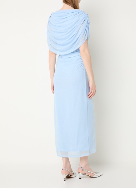 Neo Noir Tottuna off shoulder midi jurk met gedrapeerd detail - achterkant lichtblauw