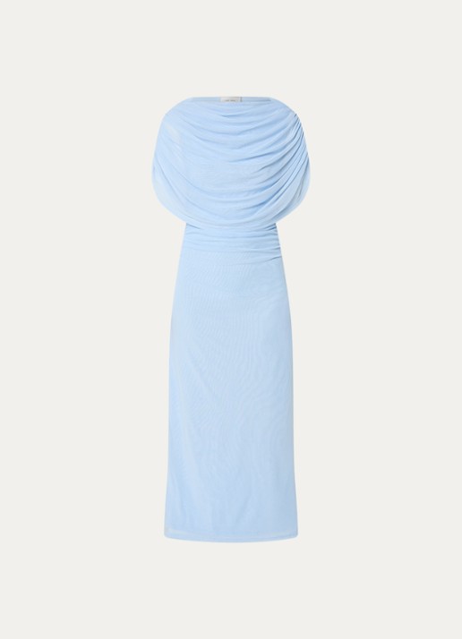 Neo Noir Tottuna off shoulder midi jurk met gedrapeerd detail - voorkant 2 lichtblauw