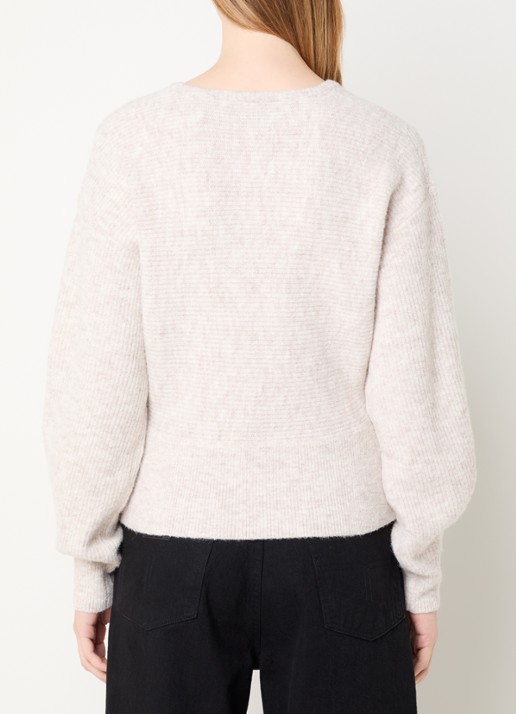 Neo Noir Turuna grofgebreide pullover in wolblend - achterkant 4 beige