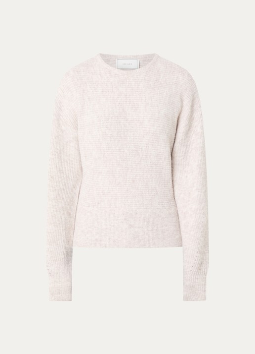 Neo Noir Turuna grofgebreide pullover in wolblend - voorkant 2 beige