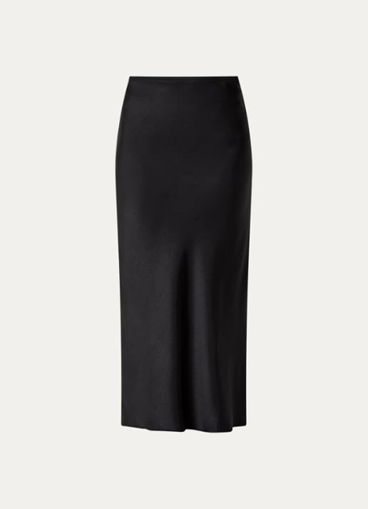 Neo Noir Vicky maxi rok van satijn - voorkant 2 zwart