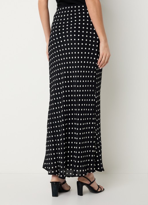 Neo Noir Viso maxi rok met stippenprint - achterkant zwart