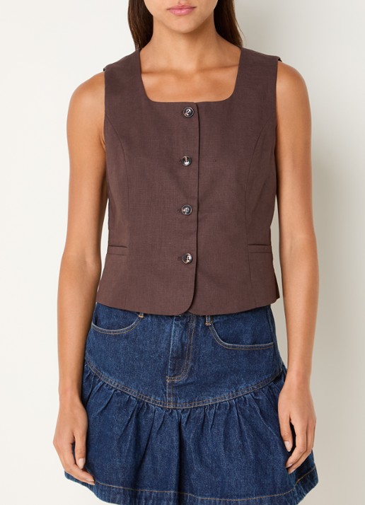 Neo Noir Yula gilet in linnenblend