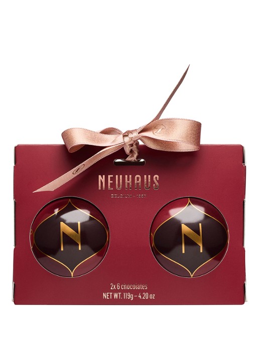 Neuhaus Kerstballen met chocolade bonbons in geschenkverpakking 12 stuks