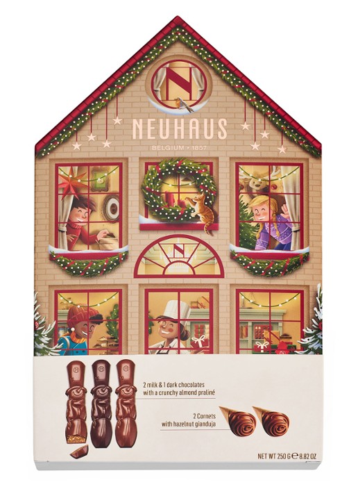 Neuhaus Kersthuis chocolade in geschenkverpakking 5 stuks