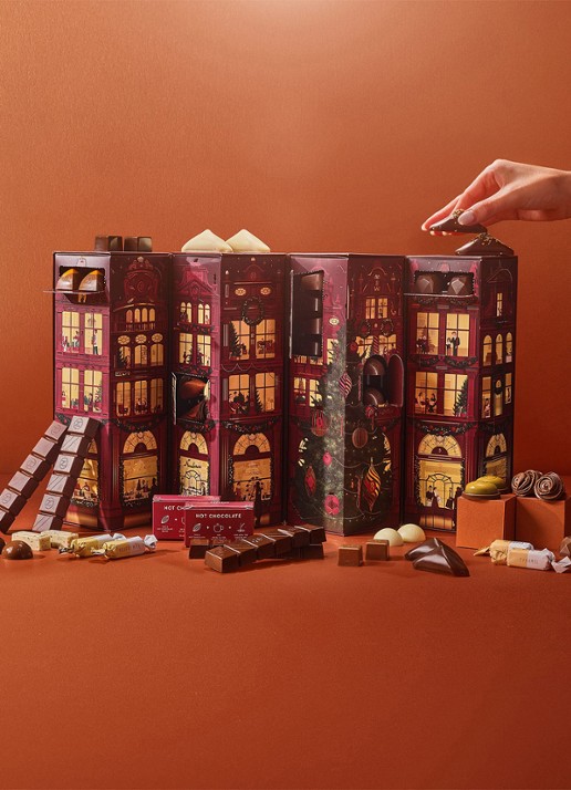 Neuhaus Sharing Adventskalender gevuld met chocolade bonbons 78 stuks - achterkant 4 rood