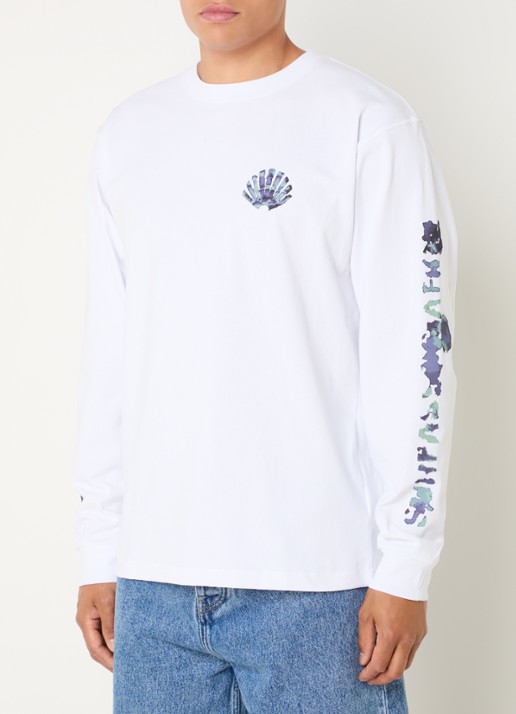 New Amsterdam Surf Association Aquarelle longsleeve met logo- en backprint - detail 2 wit
