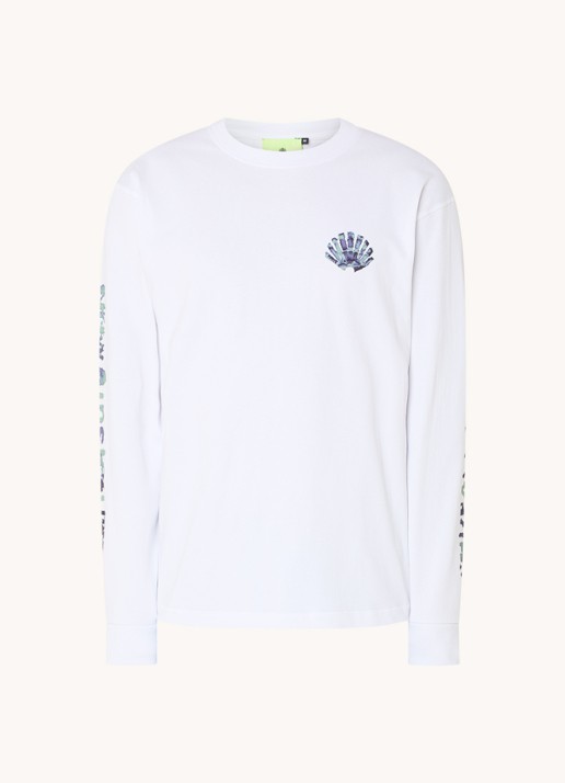 New Amsterdam Surf Association Aquarelle longsleeve met logo- en backprint - voorkant 3 wit