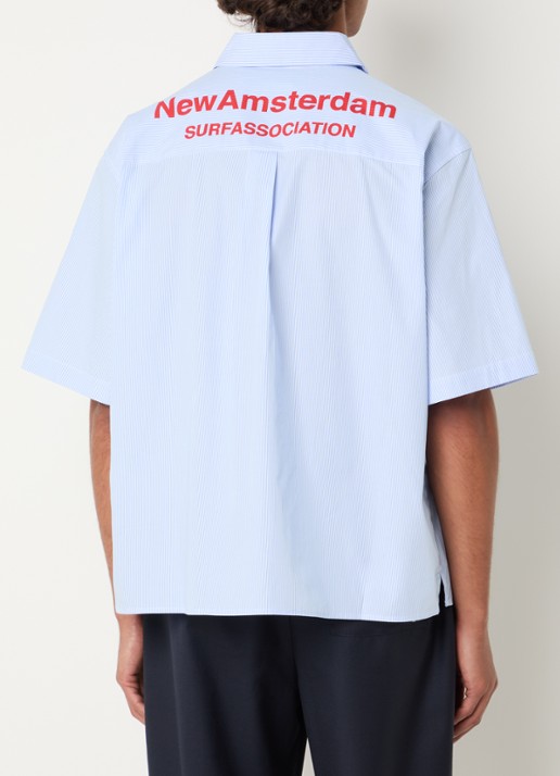 New Amsterdam Surf Association Beach regular fit overhemd met logo- en backprint - achterkant 2 blauw