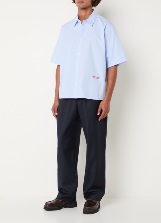 New Amsterdam Surf Association Beach regular fit overhemd met logo- en backprint - voorkant 4 blauw