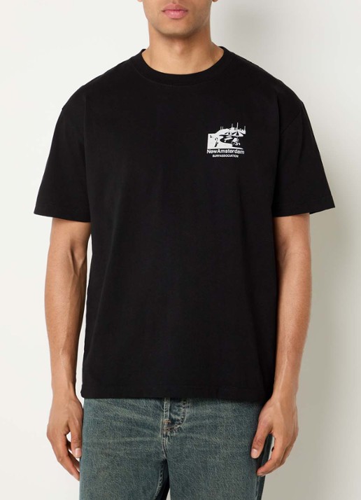New Amsterdam Surf Association Beach T-shirt met logo- en backprint - achterkant 4 zwart