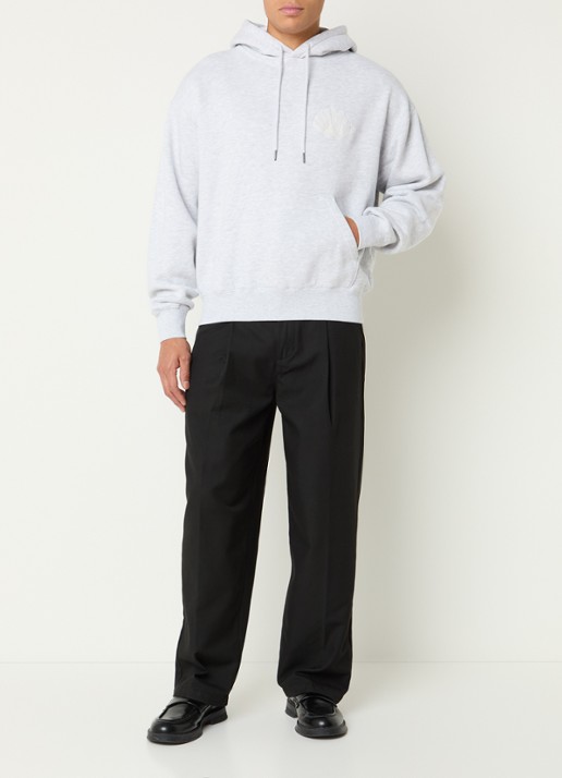 New Amsterdam Surf Association Chop hoodie met logoborduring - voorkant 2 grijsmele