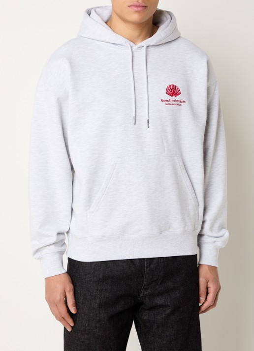 New Amsterdam Surf Association Hoodie met logo- en backprint - achterkant 5 grijsmele