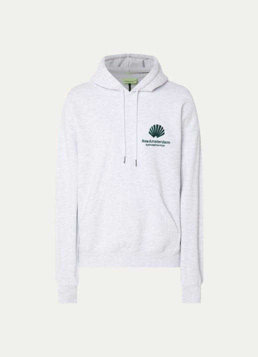 New Amsterdam Surf Association Hoodie met logoborduring - voorkant grijsmele
