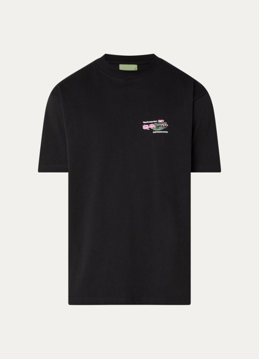 New Amsterdam Surf Association Lilies T-shirt met front- en backprint - voorkant 3 zwart