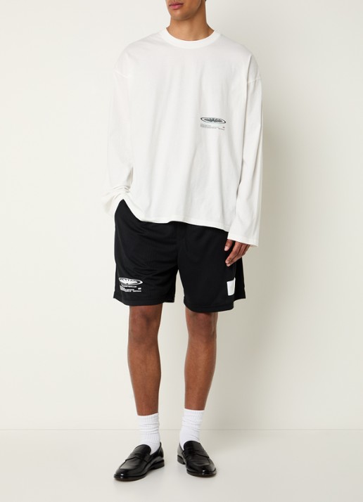 New Amsterdam Surf Association Longsleeve met logo- en backprint - voorkant 4 gebroken wit
