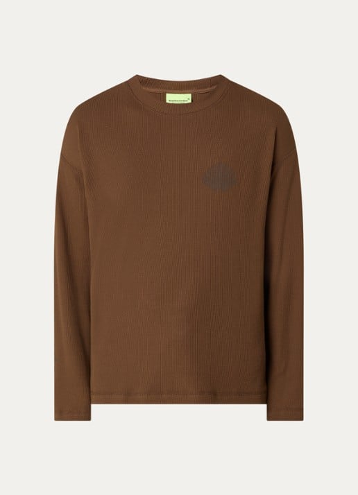 New Amsterdam Surf Association  Longsleeve met logo- en backprint - voorkant 2 bruin