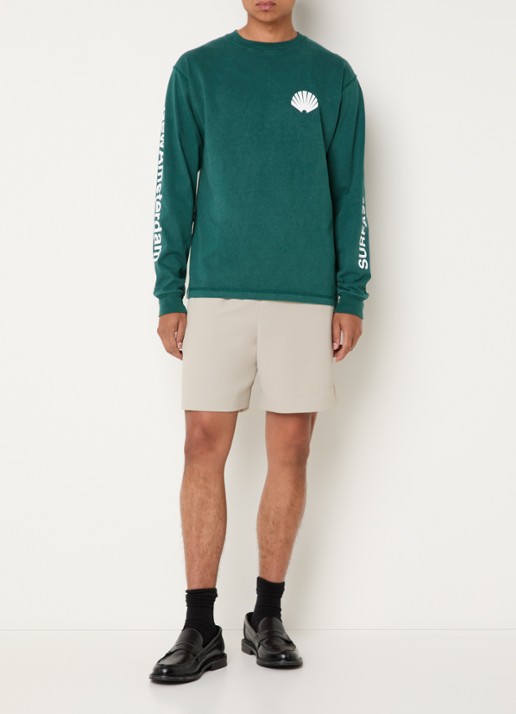 New Amsterdam Surf Association  Longsleeve met logo- en backprint - voorkant 3 zeegroen