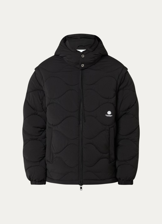 New Amsterdam Surf Association Puffer jack met quilt patroon en logoborduring - voorkant 2 zwart