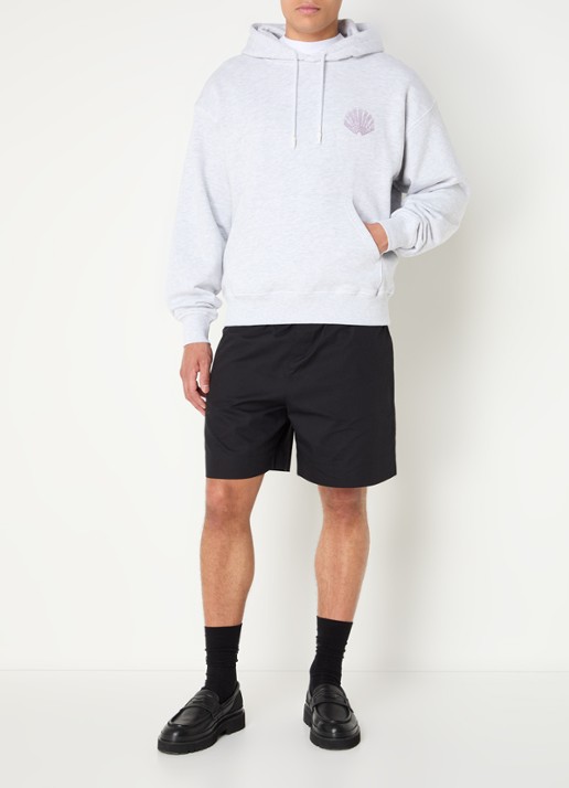 New Amsterdam Surf Association Sprayed hoodie met logo- en backprint - voorkant 4 grijs