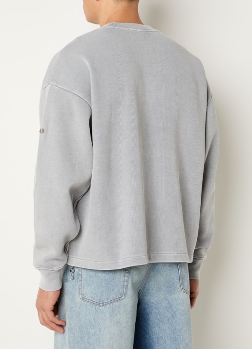 New Amsterdam Surf Association Sweater met logoborduring - achterkant 3 lichtgrijs