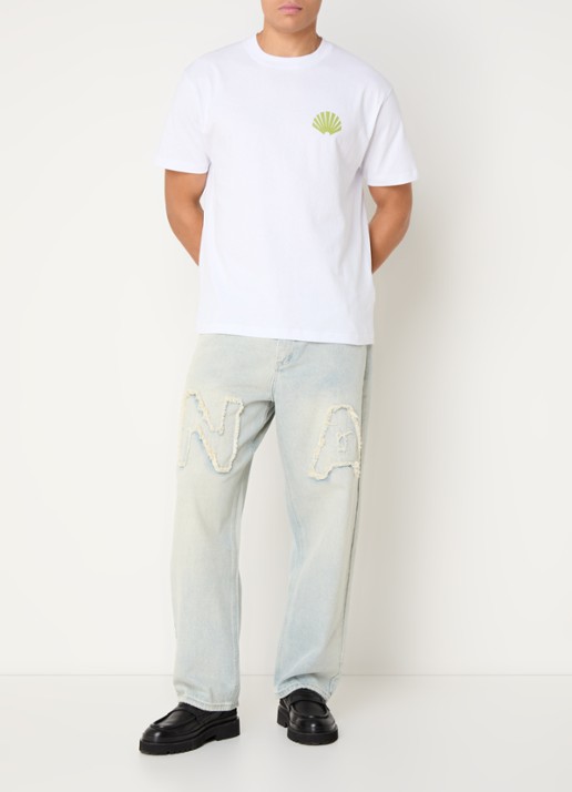 New Amsterdam Surf Association T-shirt met logo- en backprint - voorkant 4 wit