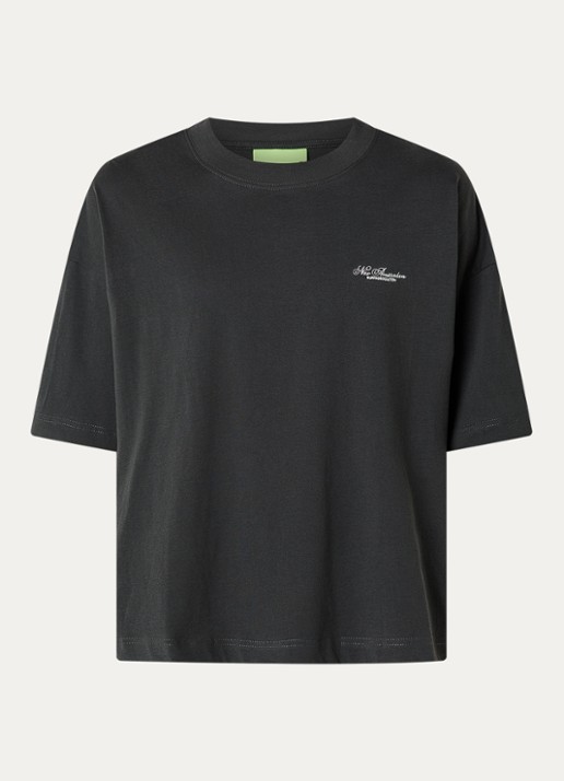 New Amsterdam Surf Association T-shirt met logo- en backprint - voorkant 3 antraciet