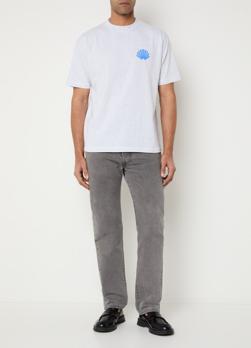 New Amsterdam Surf Association T-shirt met logo- en backprint - voorkant 4 grijsmele