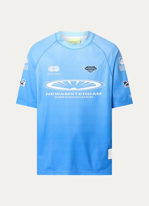 New Amsterdam Surf Association T-shirt met logo- en backprint - voorkant 2 blauw