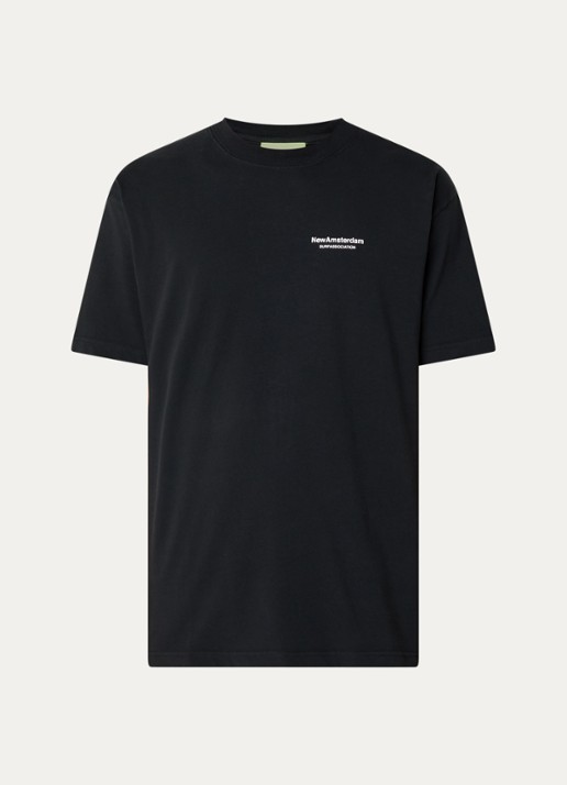 New Amsterdam Surf Association T-shirt met logo- en backprint - voorkant 2 zwart