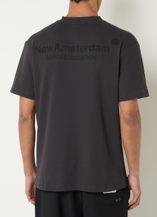 New Amsterdam Surf Association T-shirt met logo- en backprint - achterkant 2 beige