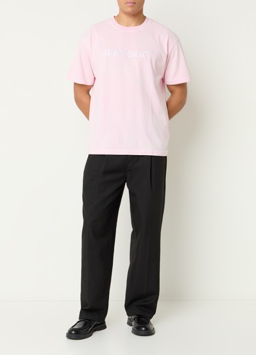 New Amsterdam Surf Association Wet-Suit T-shirt van piqué katoen - voorkant 4 lichtroze