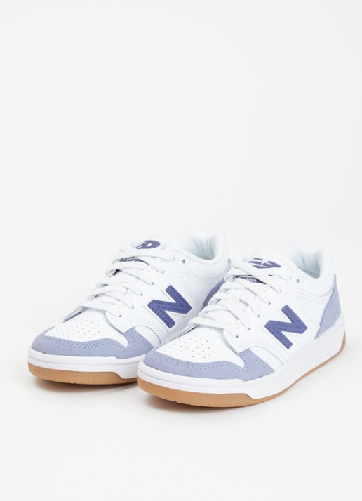 New Balance 480 sneaker van leer met suède details - voorkant 2 wit