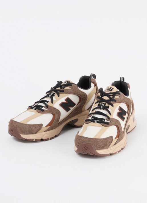 New Balance 530 sneaker van mesh met suède details - detail bruin