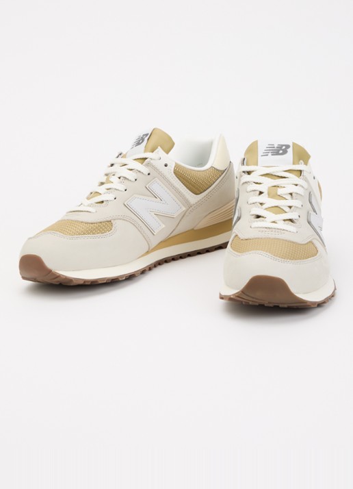 New Balance 574 sneaker van leer met logo - detail 3 beige