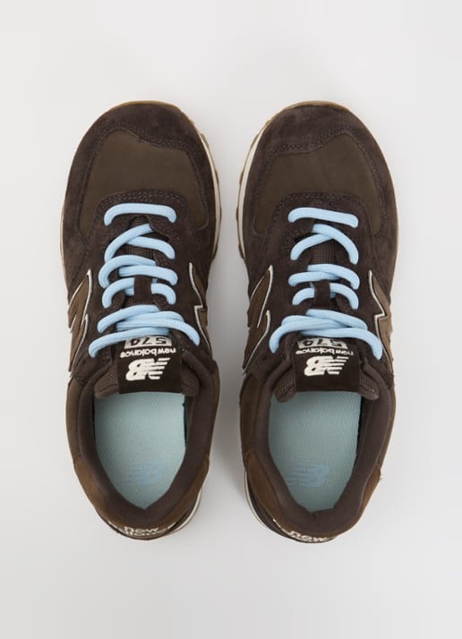 New Balance 574 sneaker van suède met logo - detail 5 donkerbruin