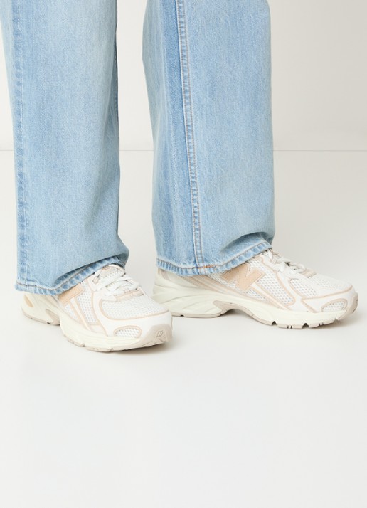 New Balance 740 sneaker van mesh met suède details - voorkant 3 beige