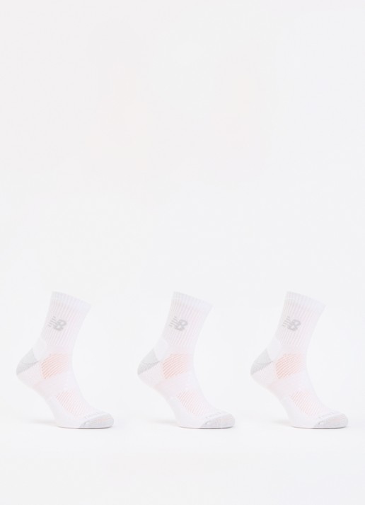 New Balance Active Quarter sportsokken met logo in 3-pack - voorkant 2 wit
