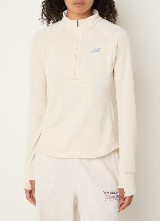 New Balance Athletics Heat pullover met halve rits en logo - detail 3 creme