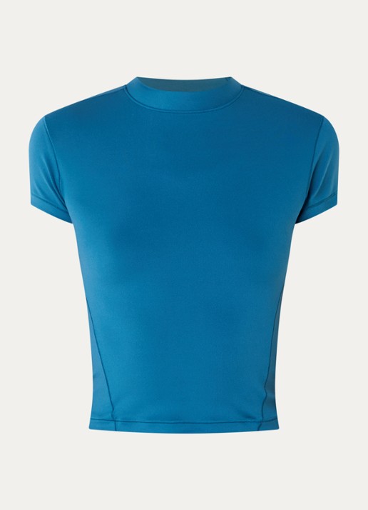 New Balance Cropped T-shirt met ronde hals - voorkant beige