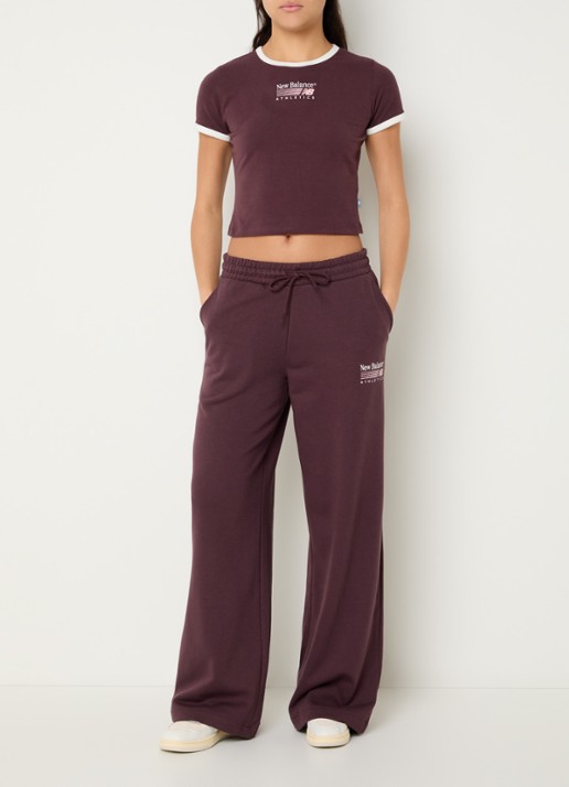 New Balance French Terry high waist loose fit joggingbroek - voorkant 3 bruin